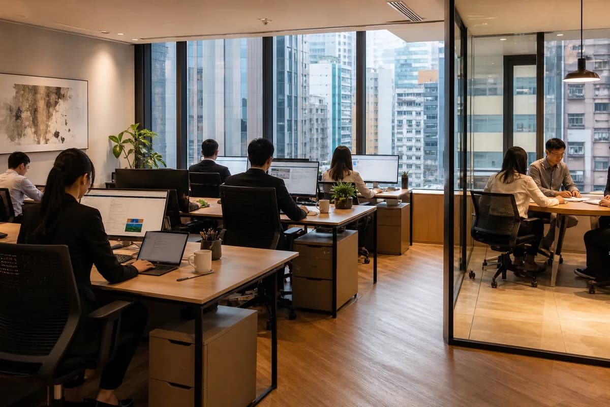 Boutique private office in Wan Chai with conference seating