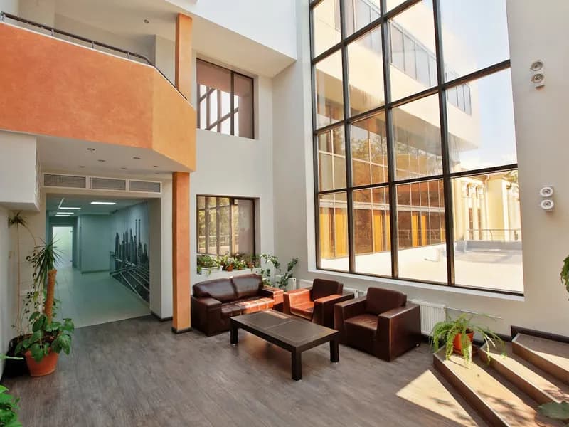 Modern serviced-office reception lobby
