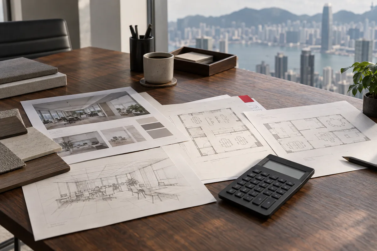 Office proposals and floor plans arranged for comparison