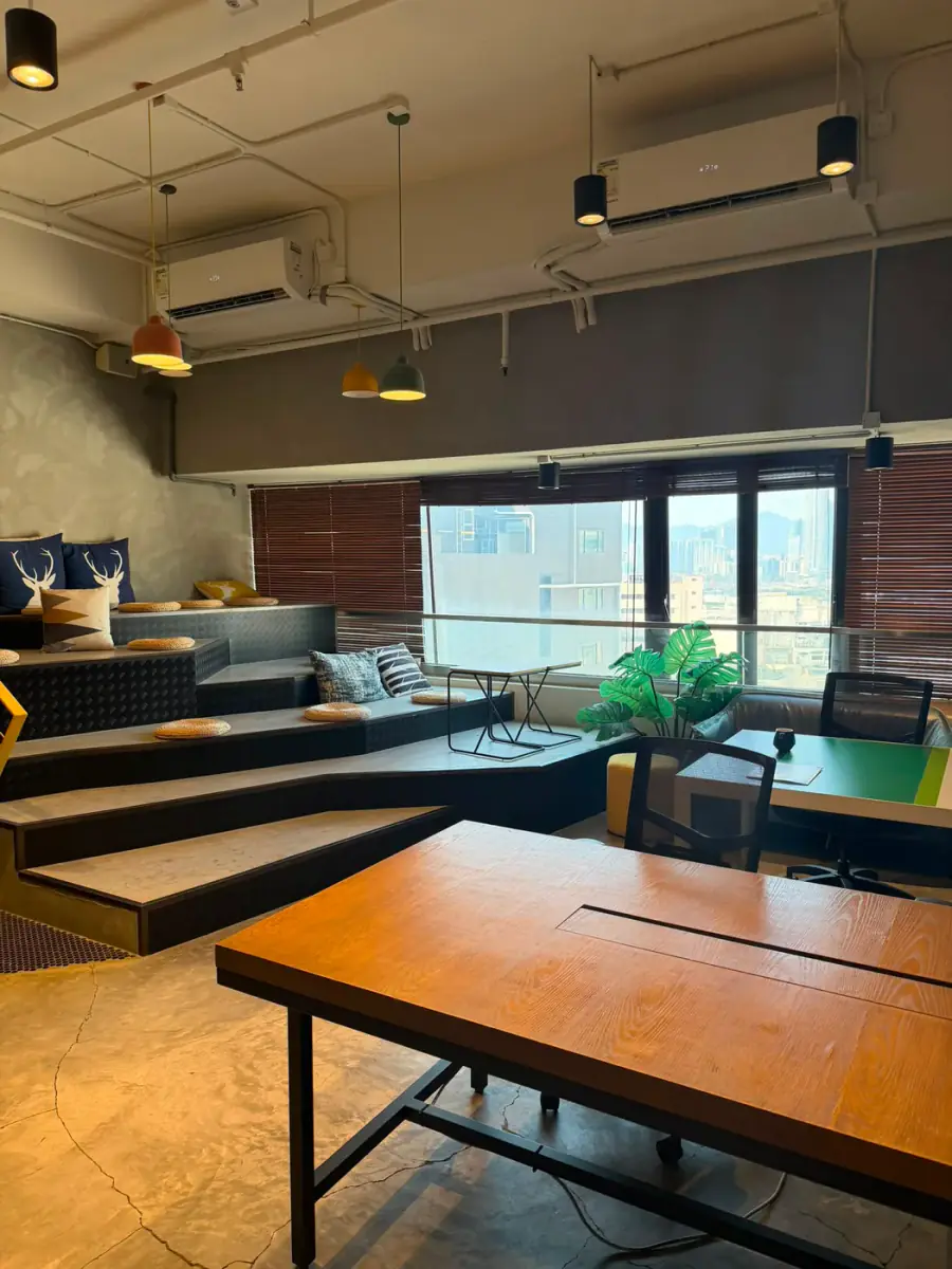 Shared common area at Garage Society in Sheung Wan