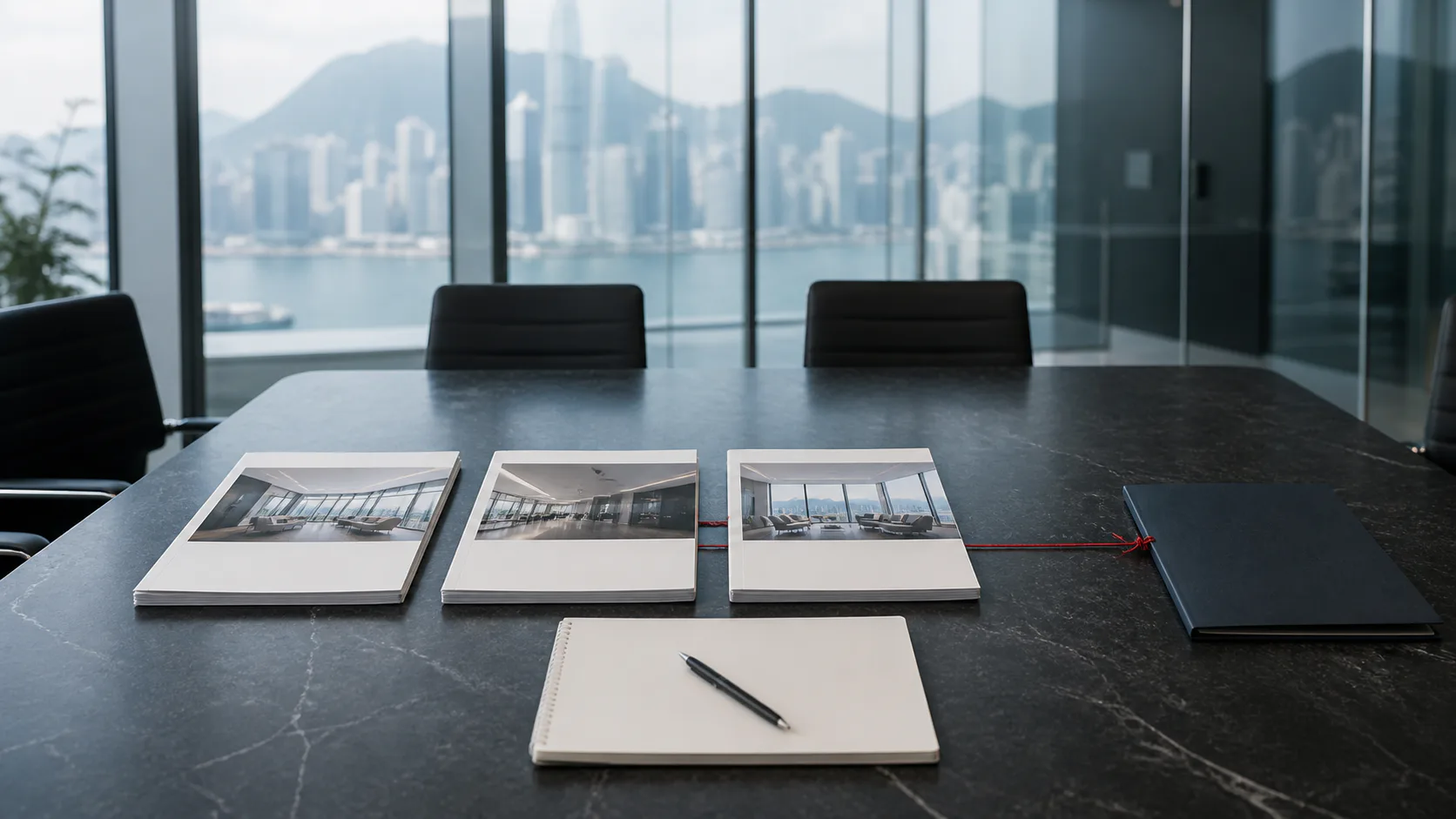 Anonymous office comparisons, an adviser notebook and a separate operator agreement connected on a meeting table.